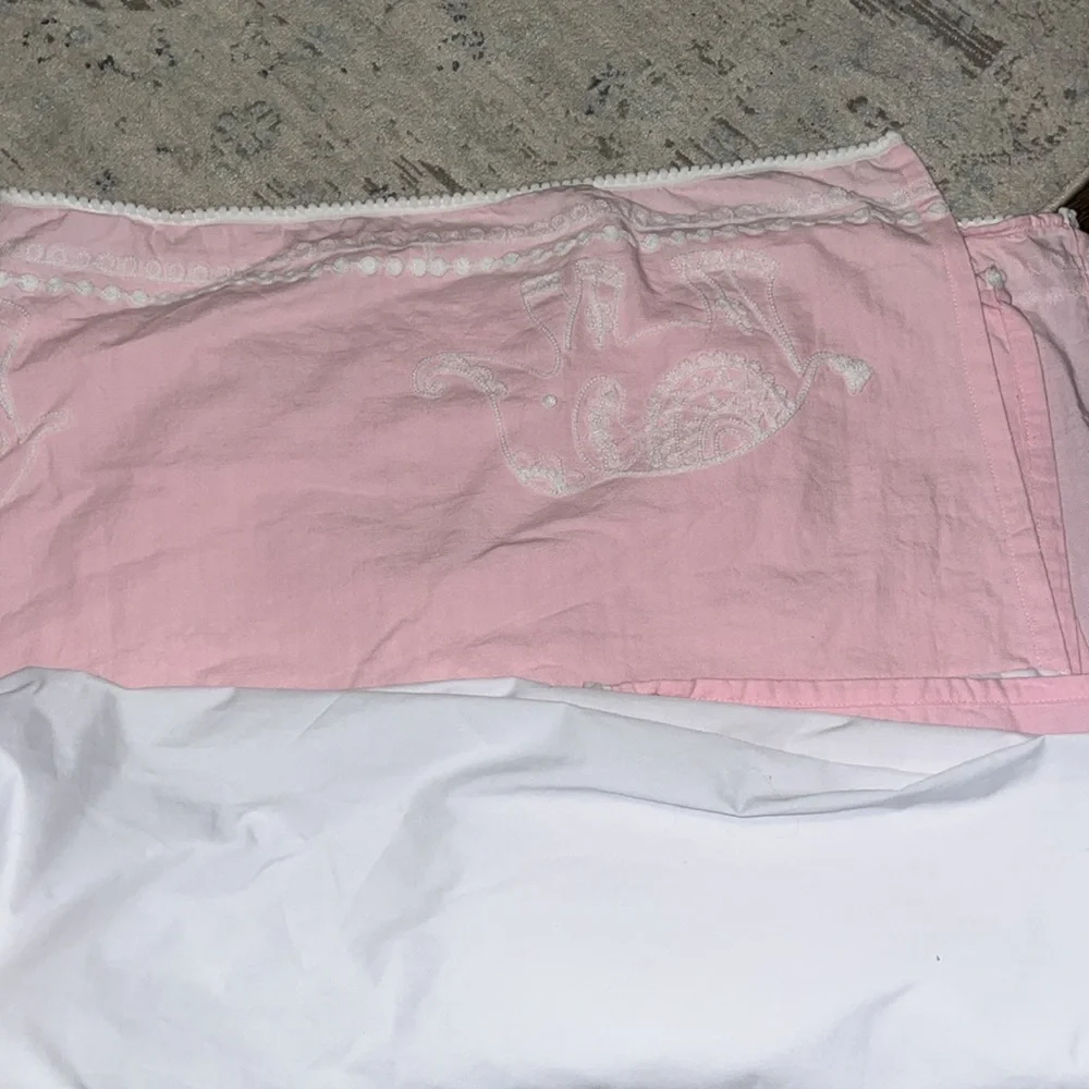 Pink Embroidered reversible comforter with dust ruffle Elephant Design